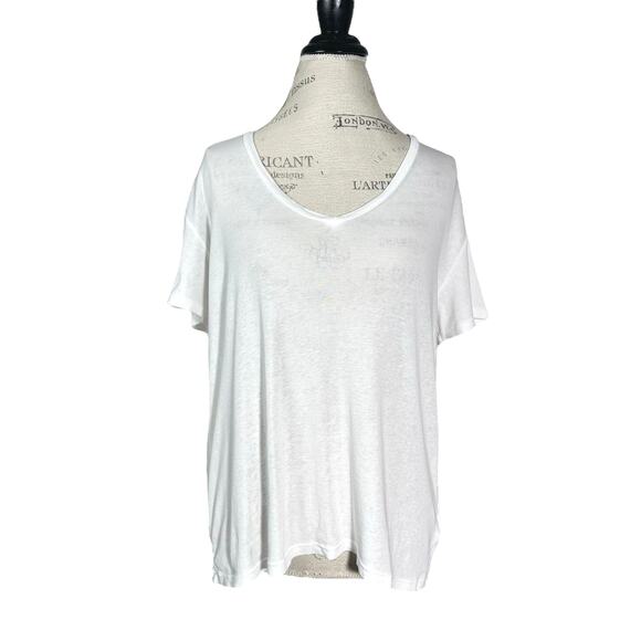 SR vs. Sandrine Rose | Women | White Cotton Cashmere Basic Essential Tee | Small - Picture 2 of 8